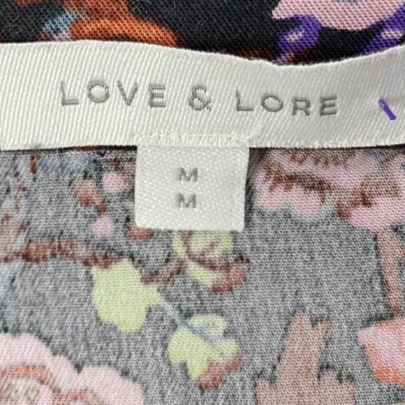 Love & Lore Womens Blouse Medium Floral Button Front Long Sleeve Boho Casual - Picture 2 of 5